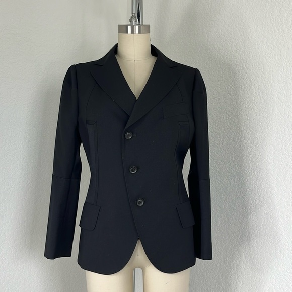 Shiro Sakai Wool Asymetric Placket Tailored Mixed Media Japan Blazer Coat Jacket - Picture 1 of 11